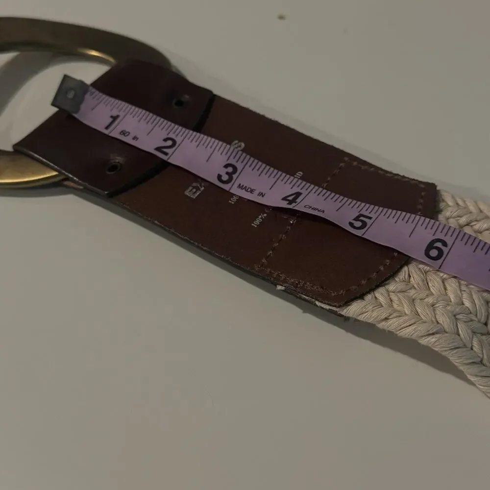 Vintage Express Italian Leather Wide Waist Belt Bronze Gold Hammered Buckle M